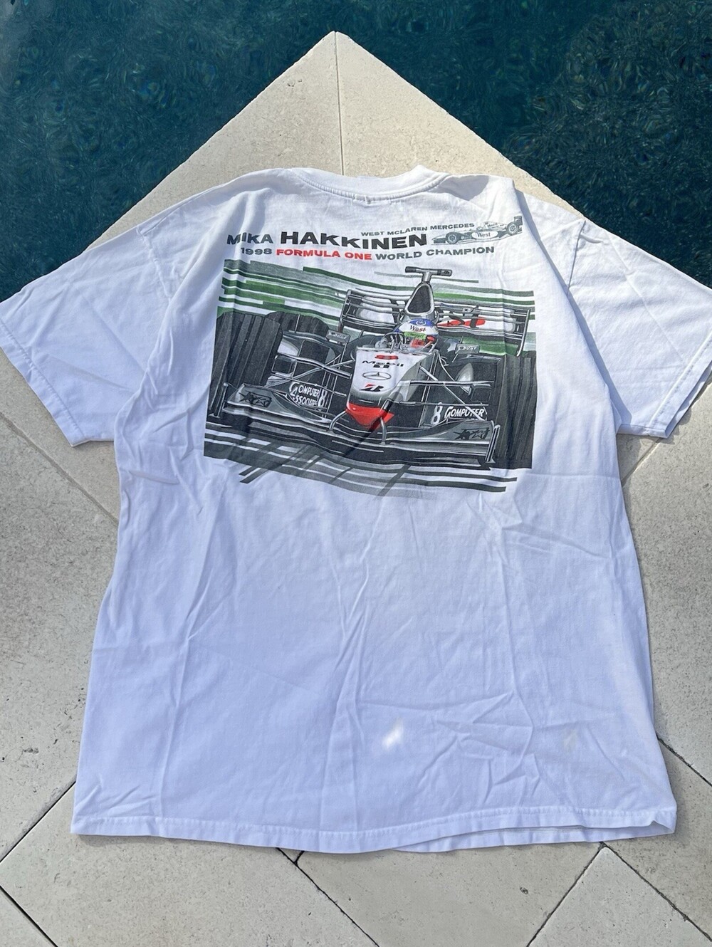 Vintage Mika Häkkinen F1 T-Shirt L 90s Formula 1 Racing McLaren Vintage West